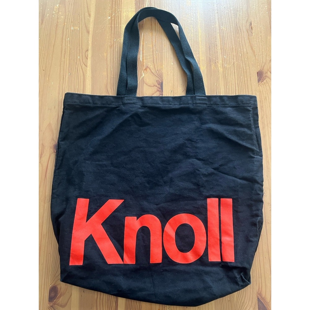 Knoll Studio Black Canvas Red Orange Letter Logo Tote Bag Enviro Tote